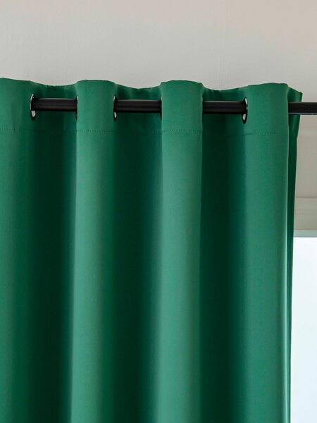MK Lůžkoviny Blackout závěsy Elias tmavě zelená – 140 × 160 cm (2 ks) - kroužky