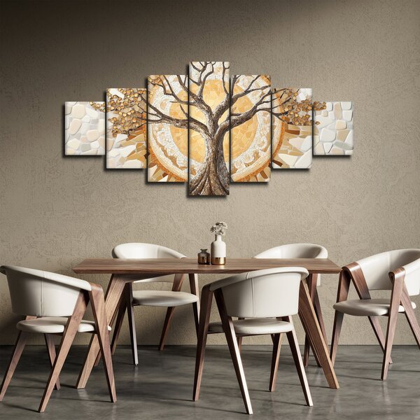 Obraz - Zlatý strom života v mozaice (210x100 cm)