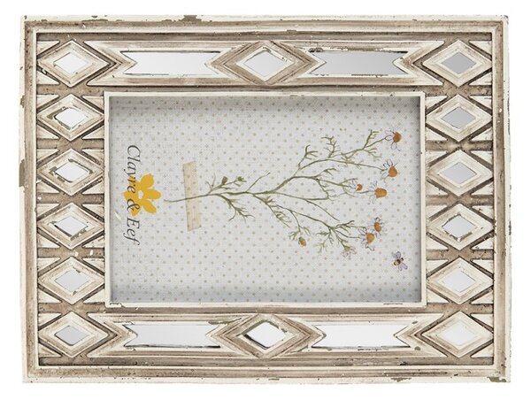 Béžový antik fotorámeček se zdobnými zrcadly – 10x15 cm