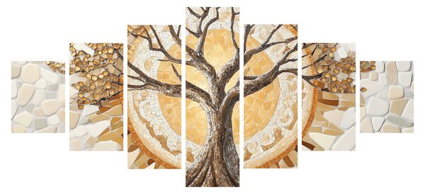 Obraz - Zlatý strom života v mozaice (210x100 cm)