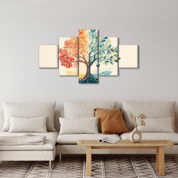 Obraz - Duální strom s motýlem (125x70 cm)