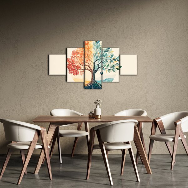 Obraz - Duální strom s motýlem (125x70 cm)