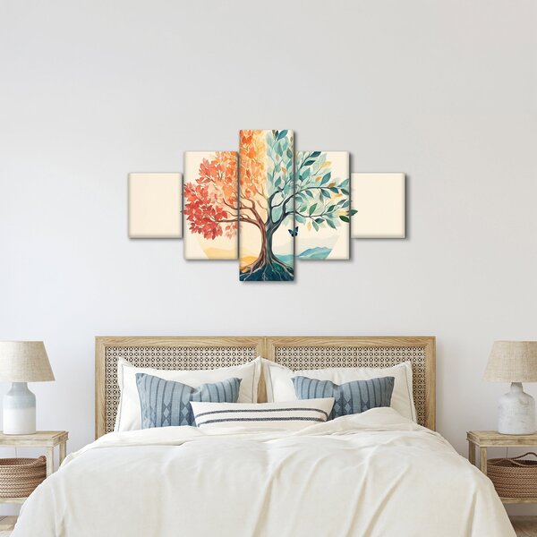 Obraz - Duální strom s motýlem (125x70 cm)