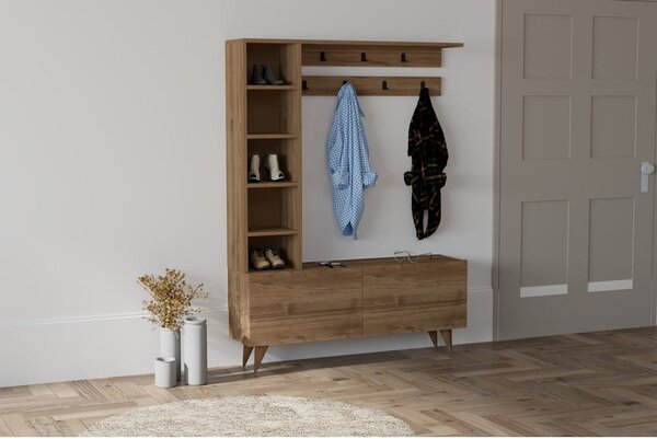 Předsíňová sestava v dekoru ořechu v přírodní barvě Hale – Kalune Design