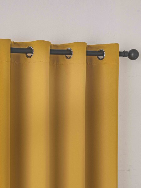 MK Lůžkoviny Blackout závěsy Elias hořčicová – 140 × 160 cm (2 ks) - kroužky