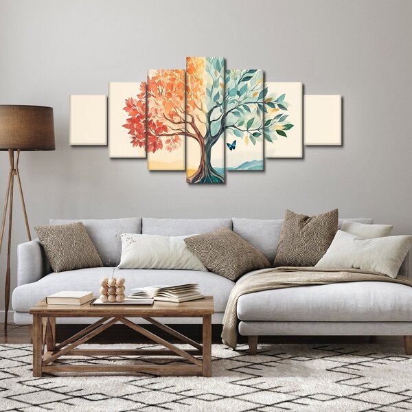 Obraz - Duální strom s motýlem (210x100 cm)