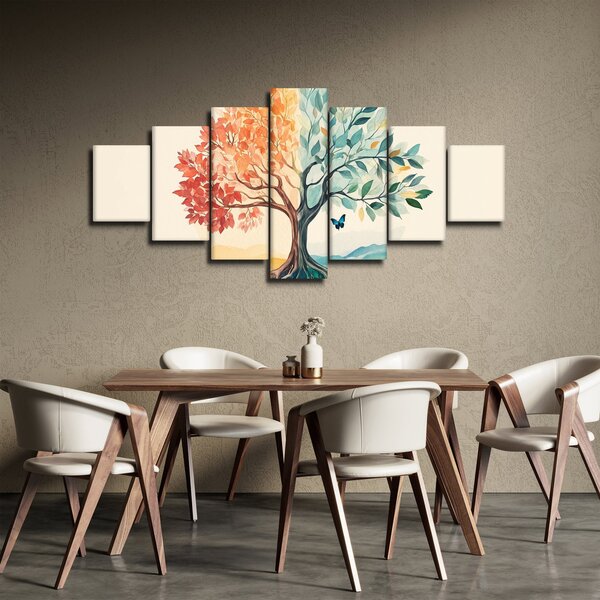 Obraz - Duální strom s motýlem (210x100 cm)