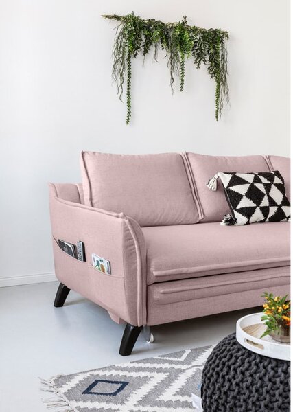 Pudrově růžová rozkládací rohová pohovka Miuform Charming Charlie, pravý roh