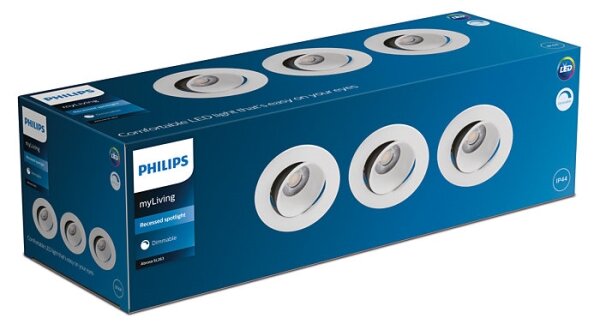 Philips - SADA 3x LED Stmívatelné koupelnové svítidlo ABROSA LED/9W/230V IP44