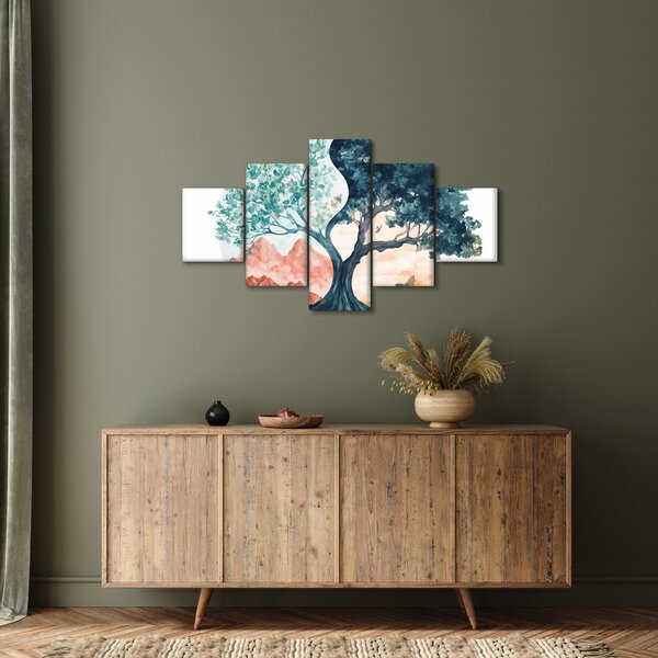 Obraz - Akvarelový strom plný života (125x70 cm)