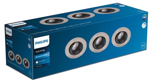 Philips - SADA 3x LED Stmívatelné koupelnové svítidlo ABROSA LED/9W/230V IP44