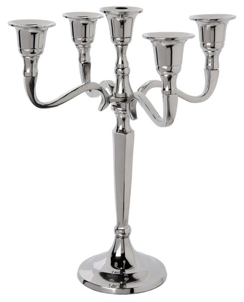 Kovový svícen stříbrný, 22 cm
