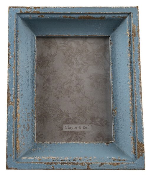 Modrý dřevěný fotorámeček s odřením – 13x18 cm