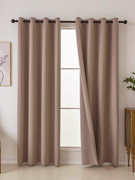 MK Lůžkoviny Blackout závěsy Elias cappuccino – 140 × 160 cm (2 ks) - kroužky