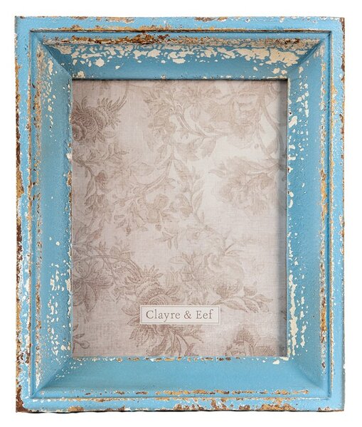 Dřevěný modrý vintage fotorámeček – 18x24 cm