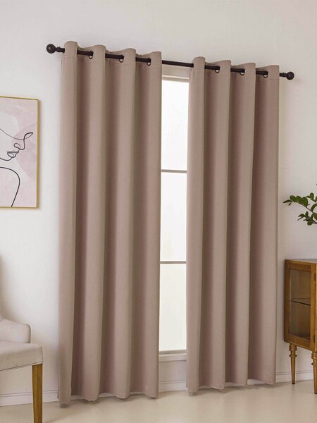 MK Lůžkoviny Blackout závěsy Elias cappuccino – 140 × 160 cm (2 ks) - kroužky
