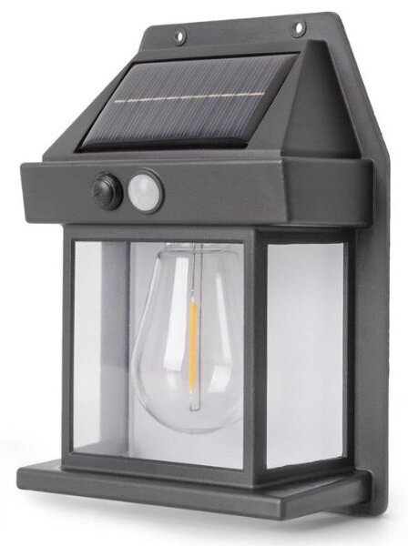 Venkovní solární světlo LED lucerna 1,4W, teplá barva světla, na zeď nebo plot