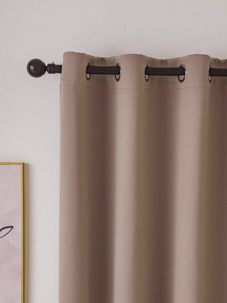 MK Lůžkoviny Blackout závěsy Elias cappuccino – 140 × 160 cm (2 ks) - kroužky