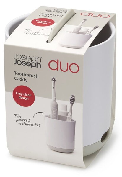 Bílý plastový kelímek na zubní kartáčky Duo – Joseph Joseph