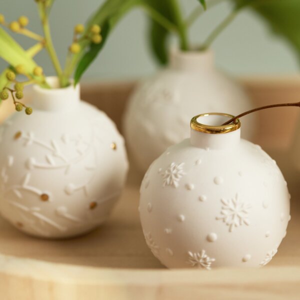 Porcelánová vánoční váza Bulb – set 3 ks