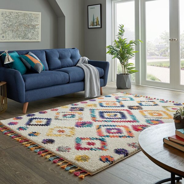 Flair Rugs, Kusový koberec Menara Bohemia Cream, 120x170, vícebarevná, ložnice