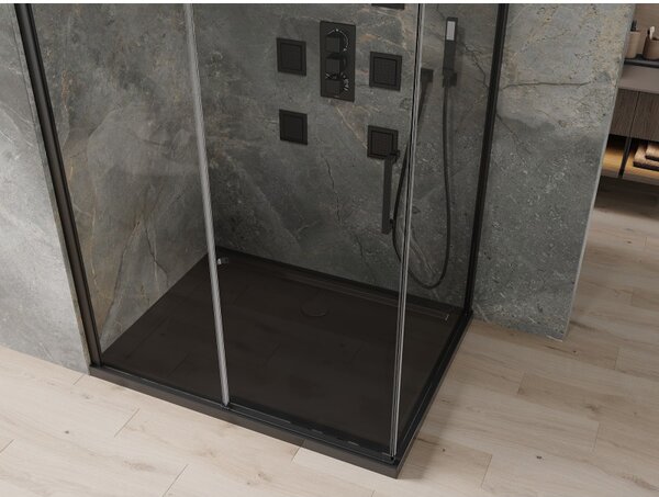 Mexen Omega posuvná sprchová kabina 120 x 90 cm, transparentní, černá + vanička Flat, černá - 825-120-090-70-00-4070B