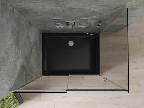 Mexen Omega posuvná sprchová kabina 100 x 80 cm, grafitová, chrom + černá vanička Flat - 825-100-080-01-40-4070