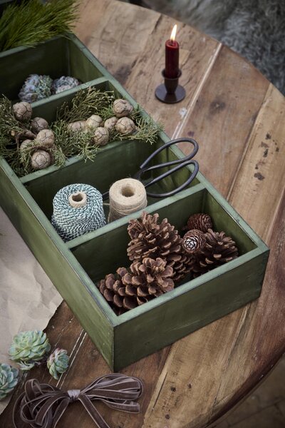 Dřevěný úložný box Green – 5 přihrádek