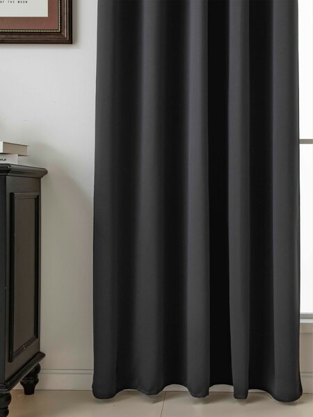 MK Lůžkoviny Blackout závěsy Elias antracitová – 140 × 280 cm (2 ks) - řasící stuha