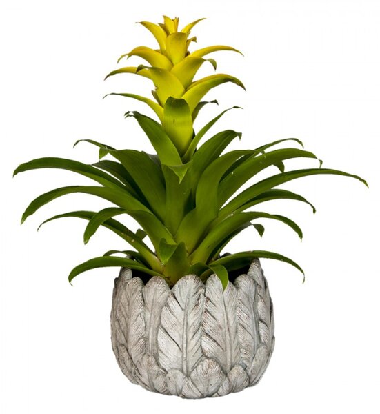 Cementový obal na květináč s peříčky Oriane – 19x16 cm