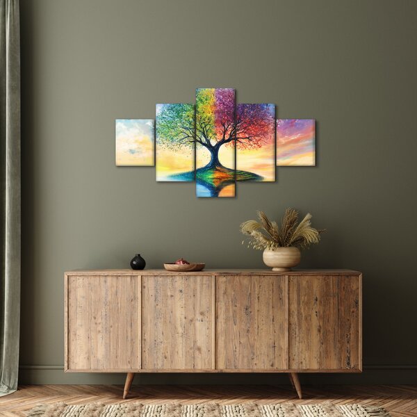 Obraz - Malovaný strom ročních období (125x70 cm)