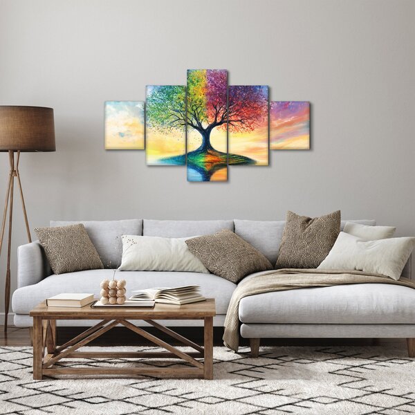 Obraz - Malovaný strom ročních období (125x70 cm)