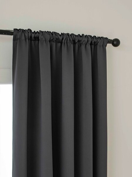 MK Lůžkoviny Blackout závěsy Elias antracitová – 140 × 280 cm (2 ks) - řasící stuha