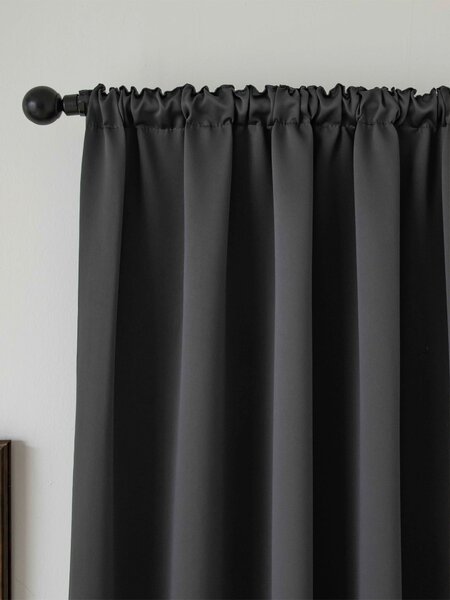 MK Lůžkoviny Blackout závěsy Elias antracitová – 140 × 280 cm (2 ks) - řasící stuha