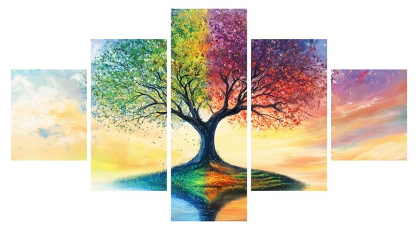 Obraz - Malovaný strom ročních období (125x70 cm)