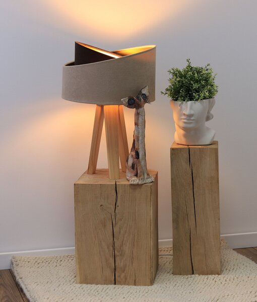 BPS koncept Stolní lampa GALAXY béžová, 1xE27, v. 45 cm Barva základny: Bílé dřevo, Vnitřní barva: Béžová
