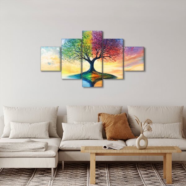 Obraz - Malovaný strom ročních období (125x70 cm)