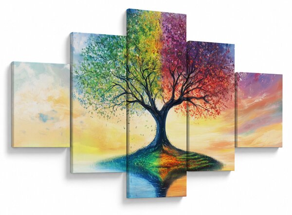 Obraz - Malovaný strom ročních období (125x70 cm)