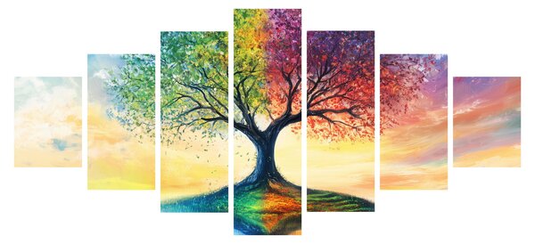 Obraz - Malovaný strom ročních období (210x100 cm)