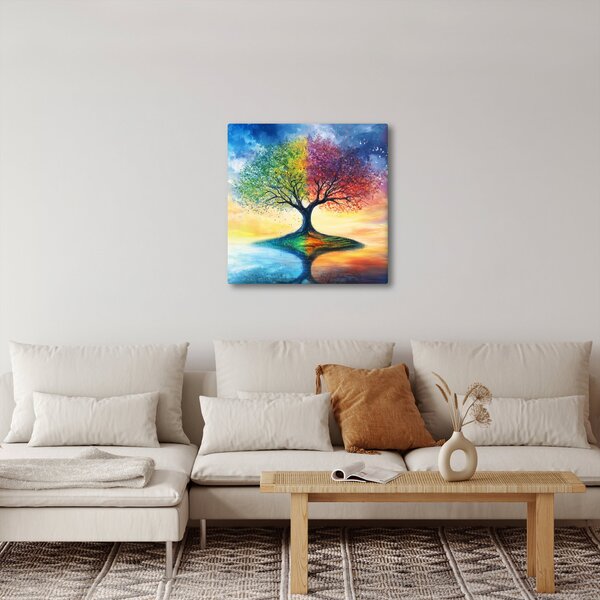 Obraz - Malovaný strom ročních období (30x30 cm)