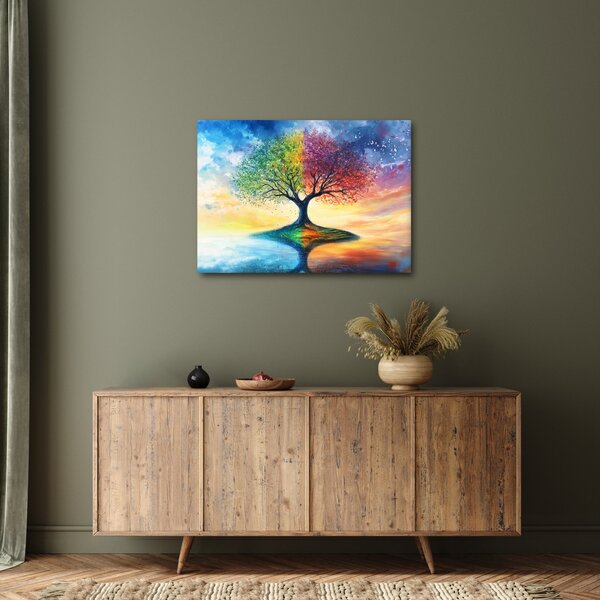 Obraz - Malovaný strom ročních období (70x50 cm)