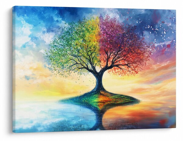 Obraz - Malovaný strom ročních období (70x50 cm)