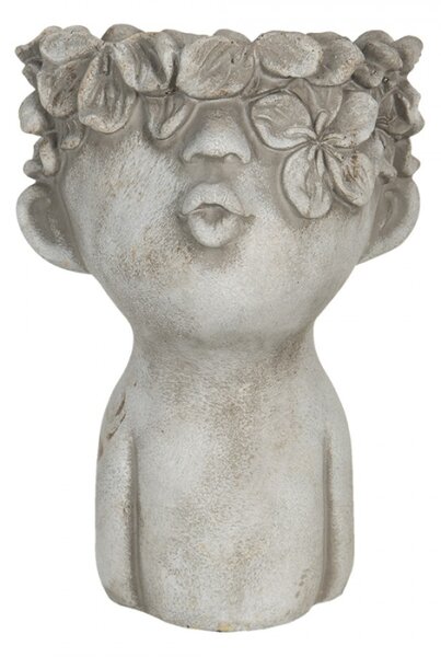 Obal na květináč v designu busty s květinovým věncem Tete – 17x17x25 cm