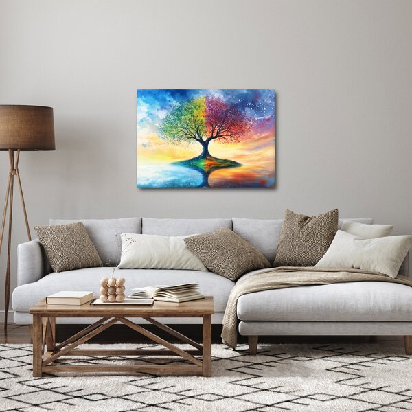 Obraz - Malovaný strom ročních období (70x50 cm)