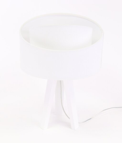 BPS koncept Stolní lampa GALAXY bílá, 1xE27, v. 45 cm Barva: Bílá, Barva základny: Černé dřevo