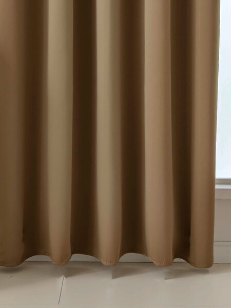 MK Lůžkoviny Blackout závěsy Elias hnědá – 140 × 180 cm (2 ks) - řasící stuha