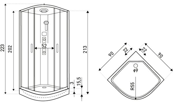 Novoterm Hydromasážní box NV-Orion 90x90 bílý
