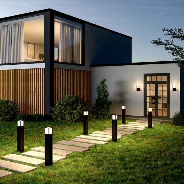 DEKOLIGHT Venkovní nástěnné svítidlo Facado hranaté, v. 26 cm, 1xE27, 20W, IP65 Barva: Černá - opálová