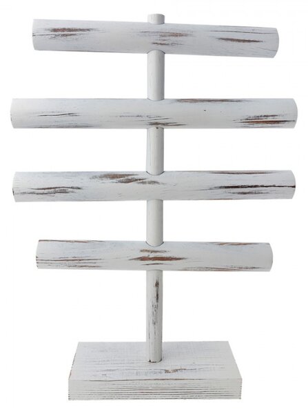 Bílý antik dřevěný stojan na náramky – 44x33 cm