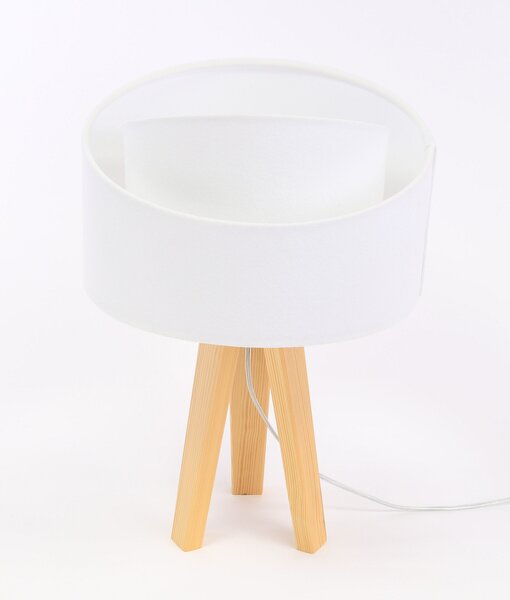 BPS koncept Stolní lampa GALAXY bílá, 1xE27, v. 45 cm Barva: Bílá, Barva základny: Černé dřevo